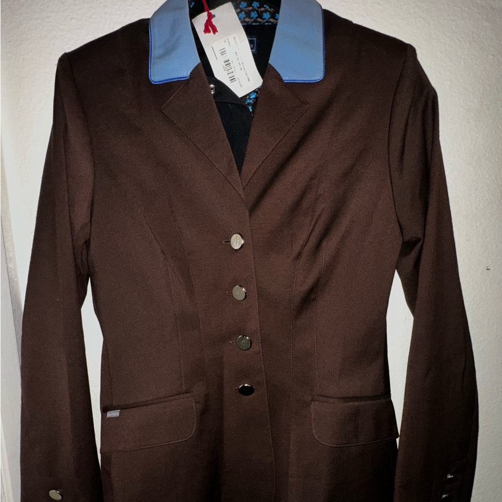 Brown Blazer with Blue Collar